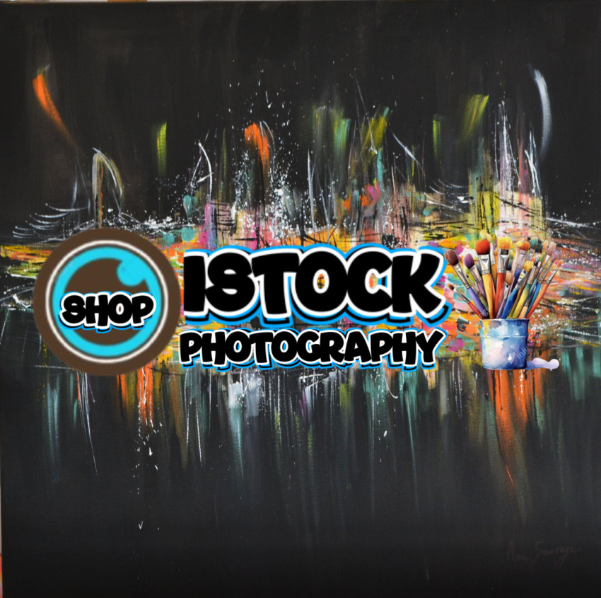 Oeuvre colorée sur fond noir