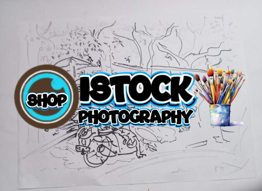 Sketsa pasutri berboncengan