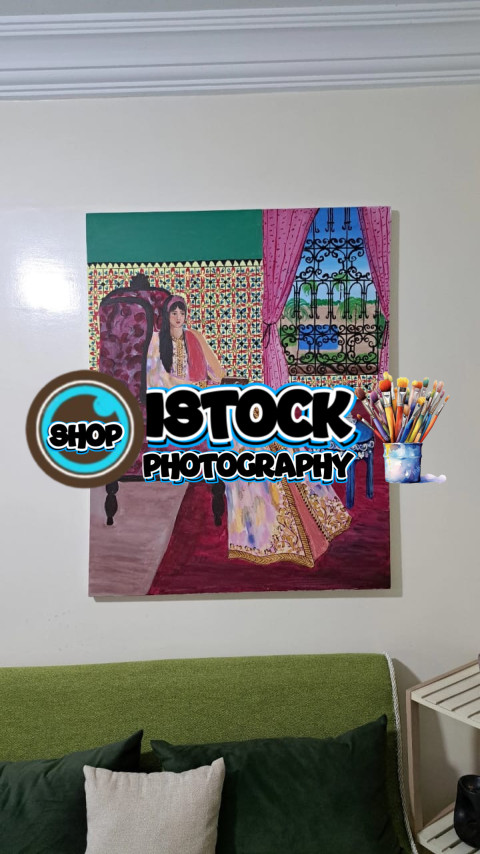 100×80cm  Peinture acrylique sur toile  Inspiré du décor de la Mamounia et les couleurs Majorelle