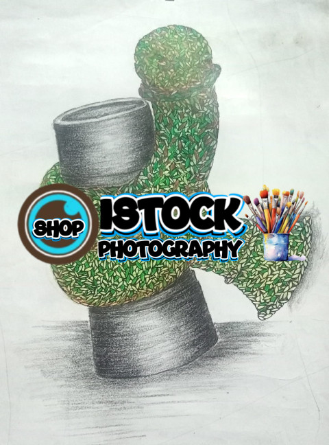 The painting of small people will always win.Mix media