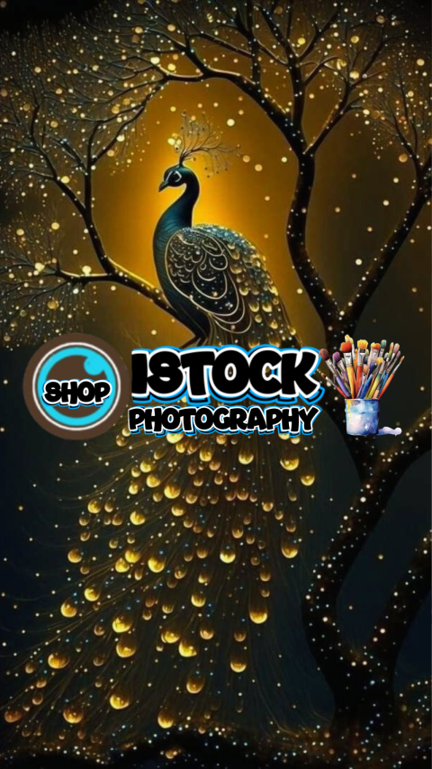 Majestic golden peacock in full blender