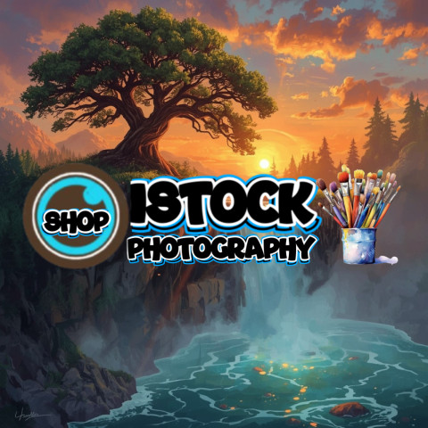 Majestic Tree Over Waterfall at Sunset – Serene Nature