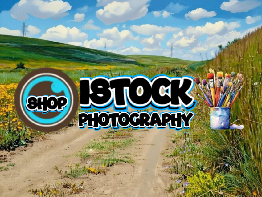 Vast Golden Wildflower Dirt Road Landscape – Panoramic Oil Painting Rural Scene