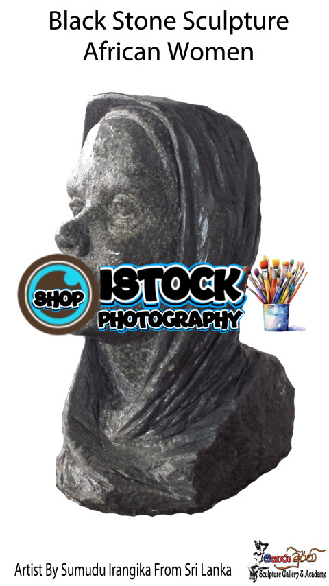Black Stone Sculpture - African Women